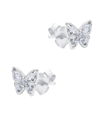 Butterfly Shaped CZ Silver Stud Earring STS-6484
